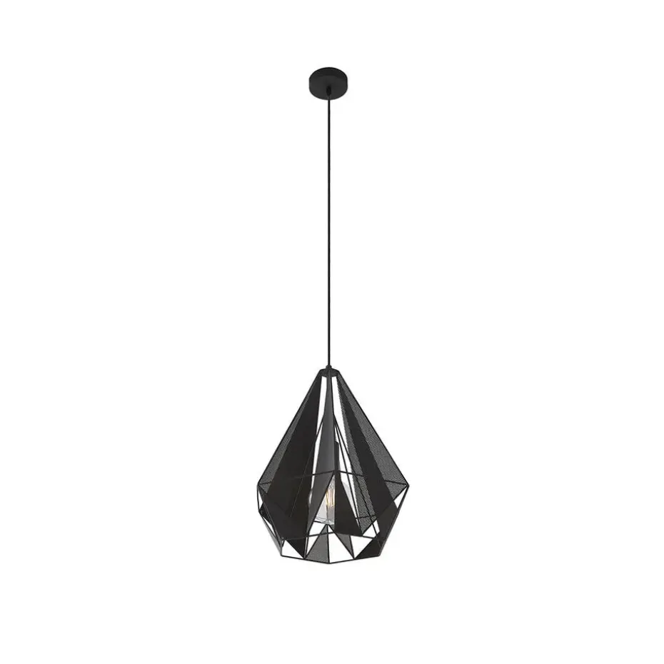Qazqa hanglampen carcass zwart e27