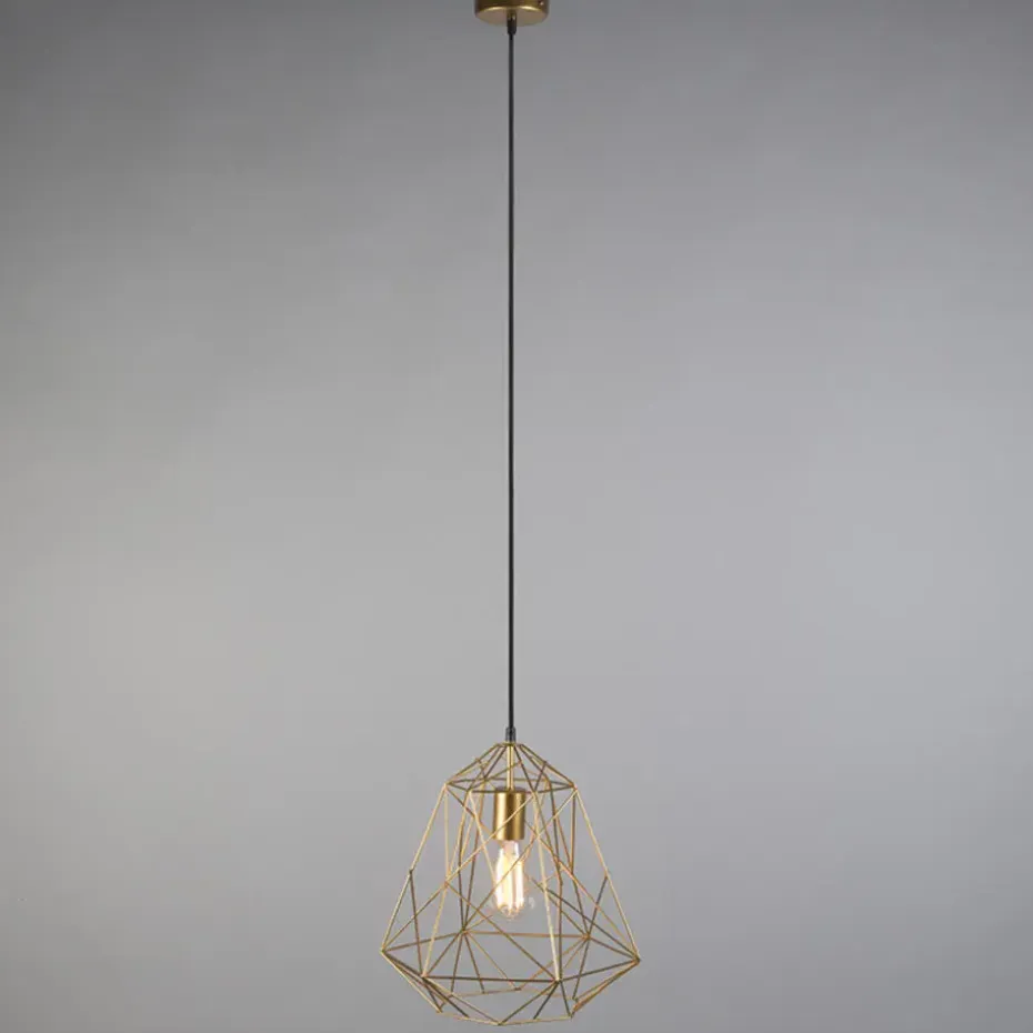 Qazqa hanglampen framework goudkleurig e27