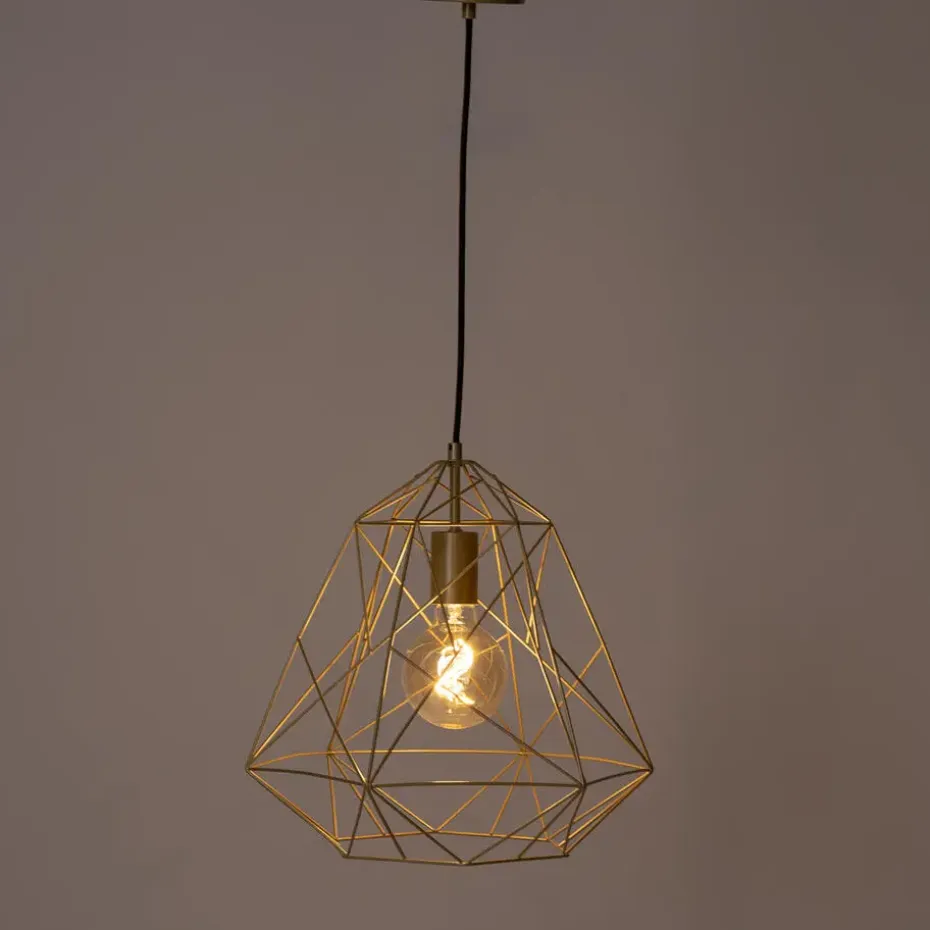 Qazqa hanglampen framework goudkleurig e27
