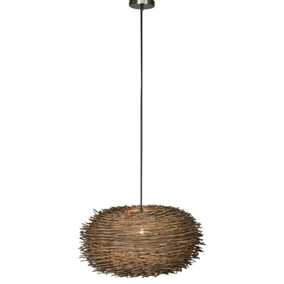 Qazqa hanglampen hatch hl bruin e27