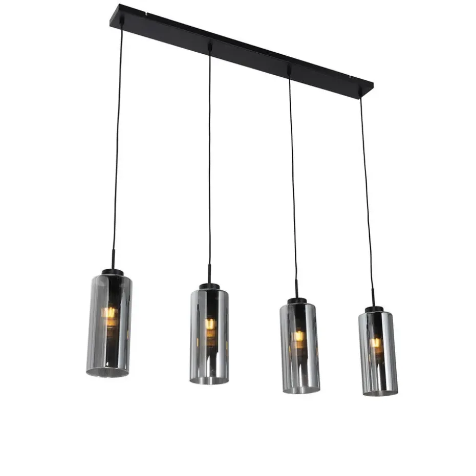 Qazqa hanglampen laura grijs e27