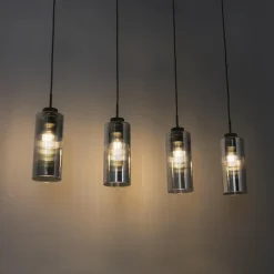 Qazqa hanglampen laura grijs e27