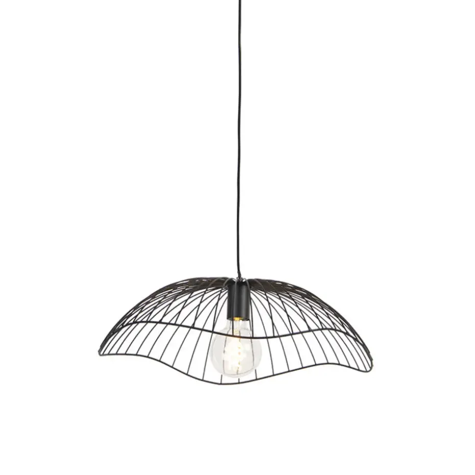 Qazqa hanglampen pua zwart e27