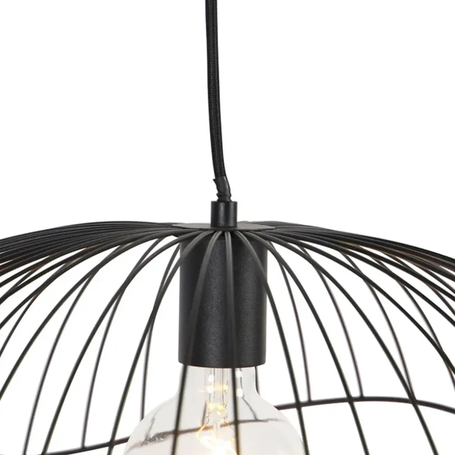 Qazqa hanglampen pua zwart e27
