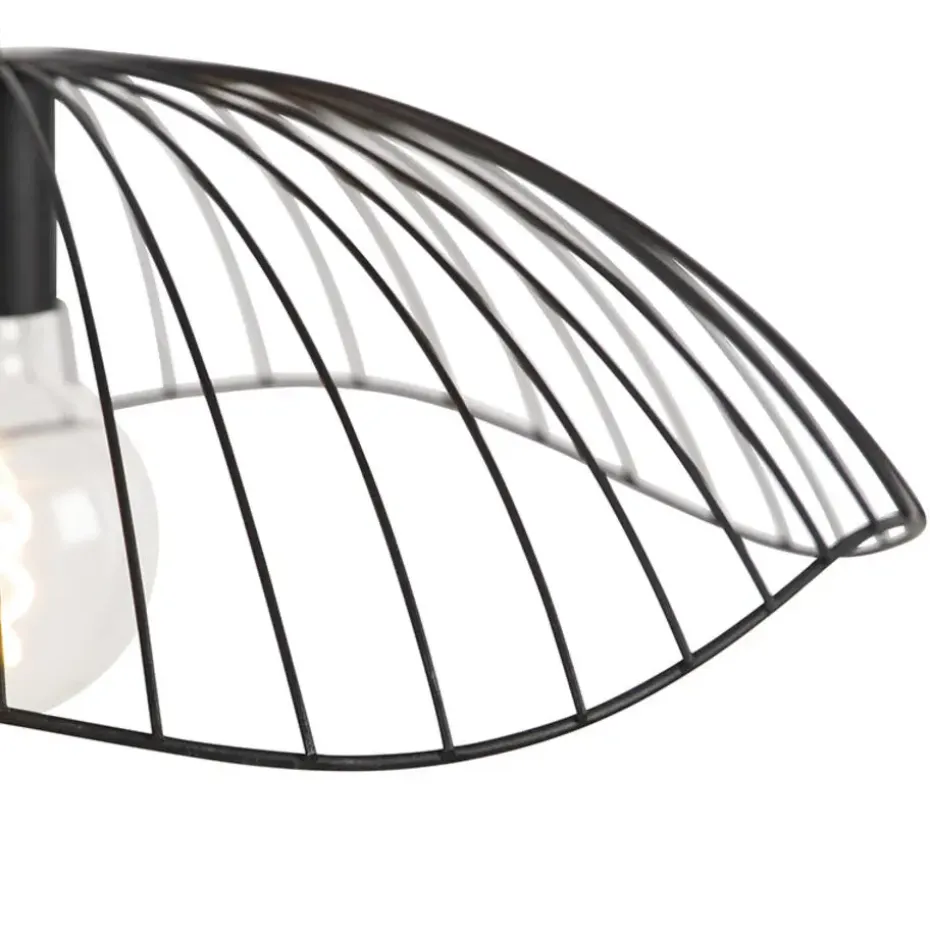 Qazqa hanglampen pua zwart e27