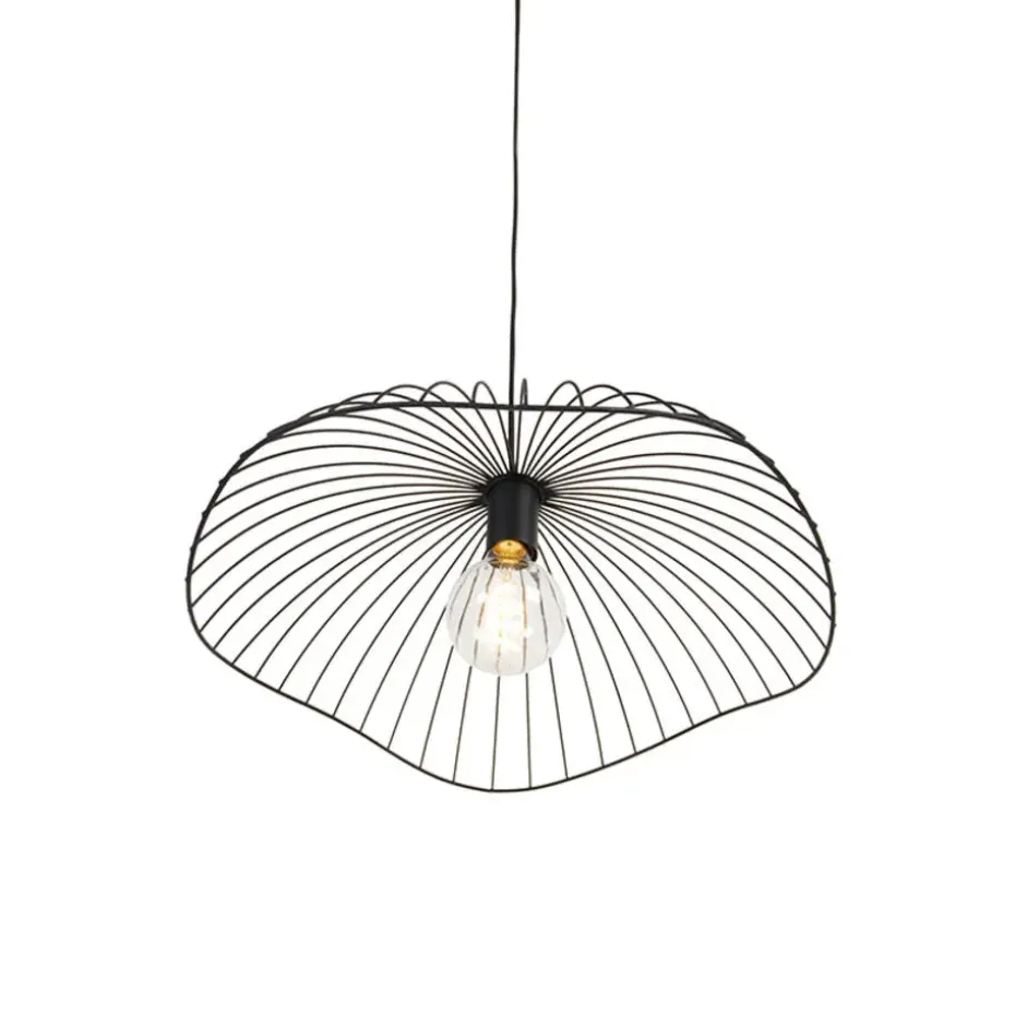 Qazqa hanglampen pua zwart e27