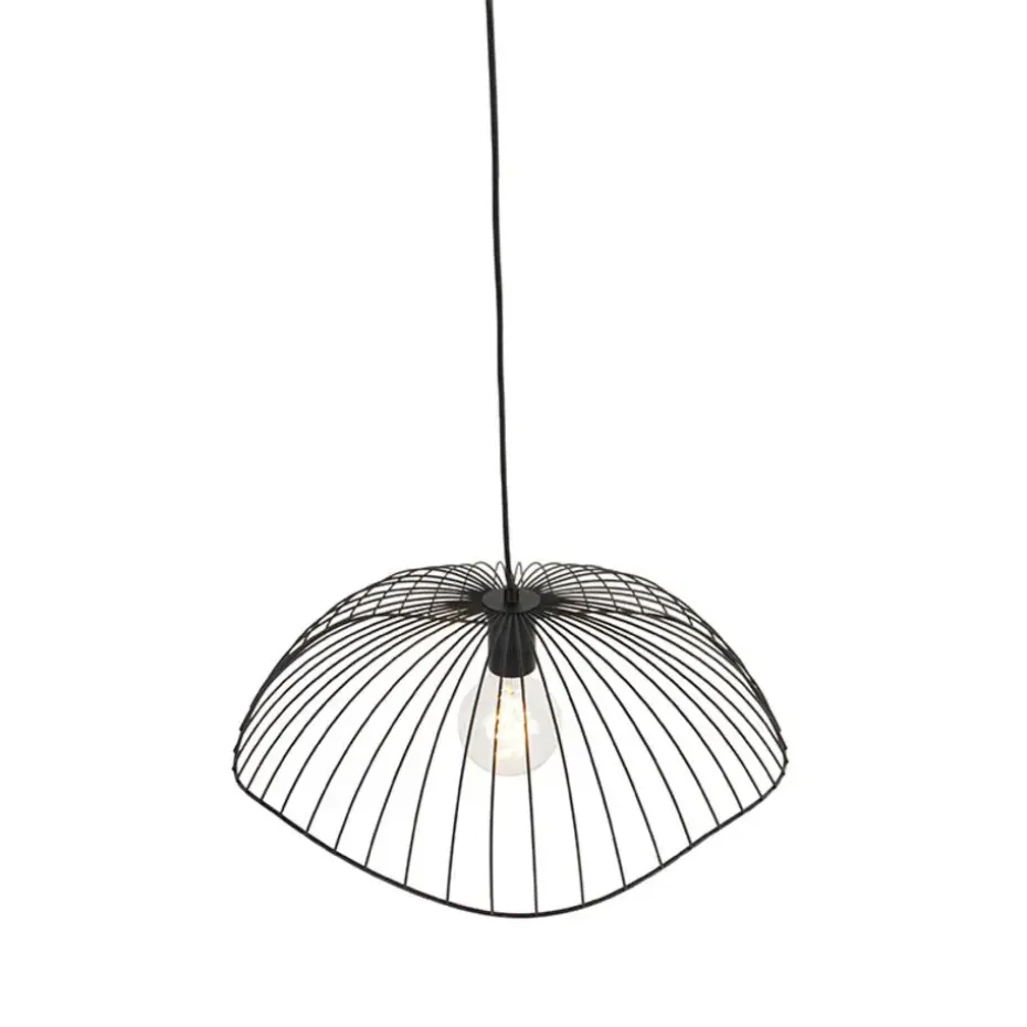 Qazqa hanglampen pua zwart e27