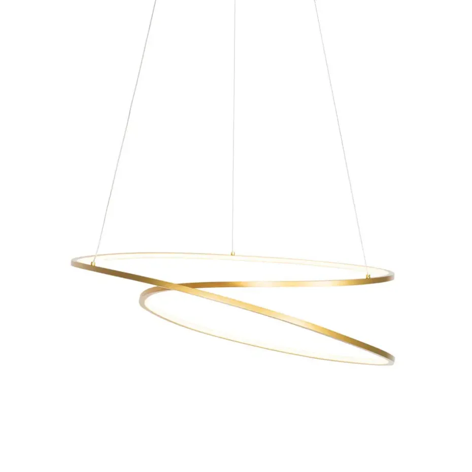 Qazqa hanglampen rowan goudkleurig geïntegreerde led