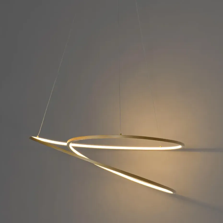 Qazqa hanglampen rowan goudkleurig geïntegreerde led
