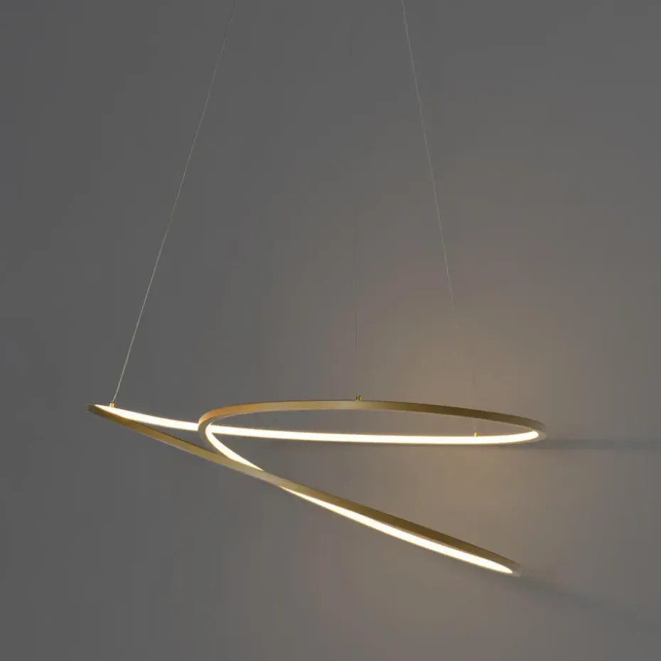 Qazqa hanglampen rowan goudkleurig geïntegreerde led