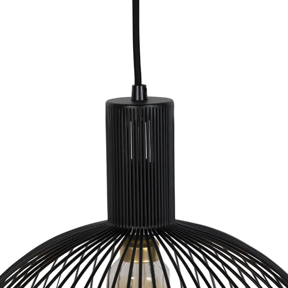 Qazqa hanglampen wire zwart e27