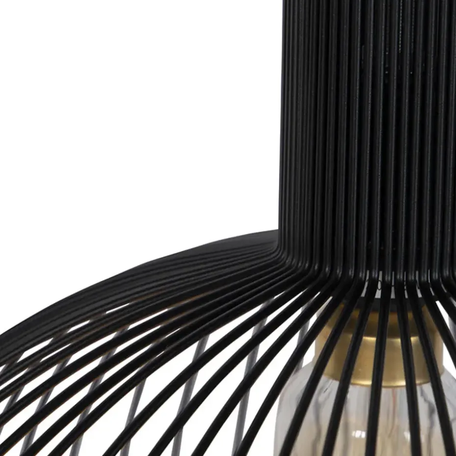 Qazqa hanglampen wire zwart e27