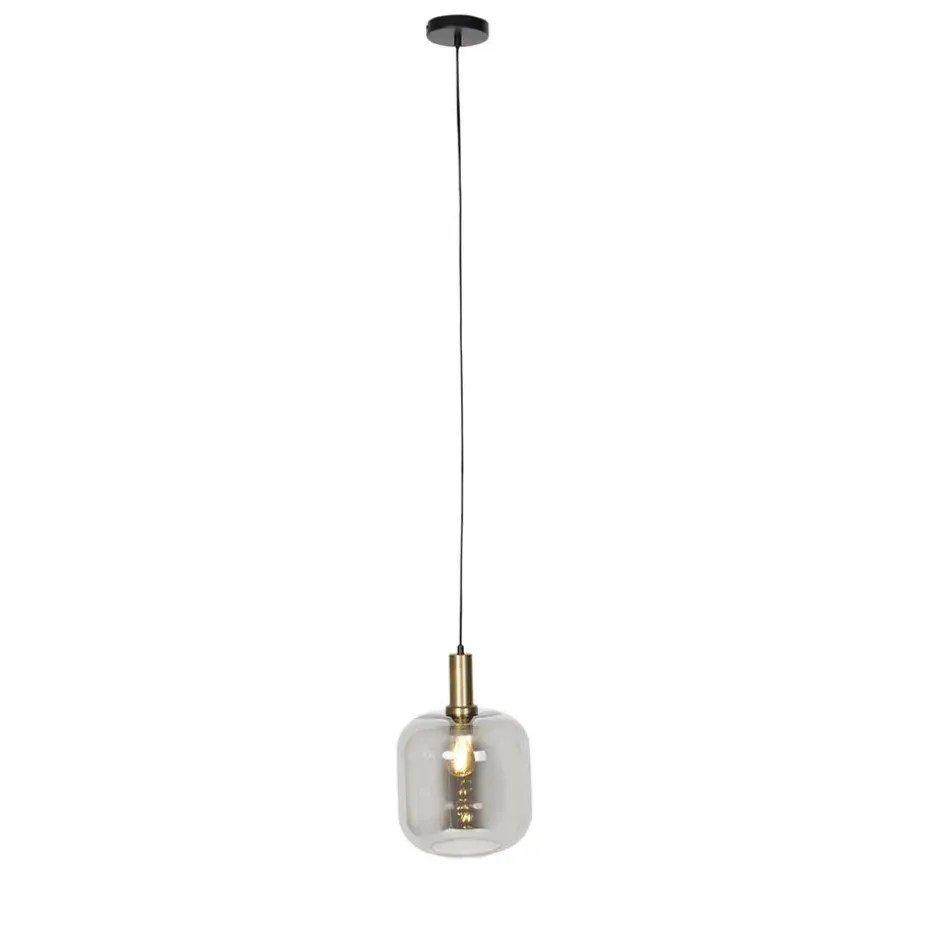 Qazqa hanglampen zuzanna grijs e27