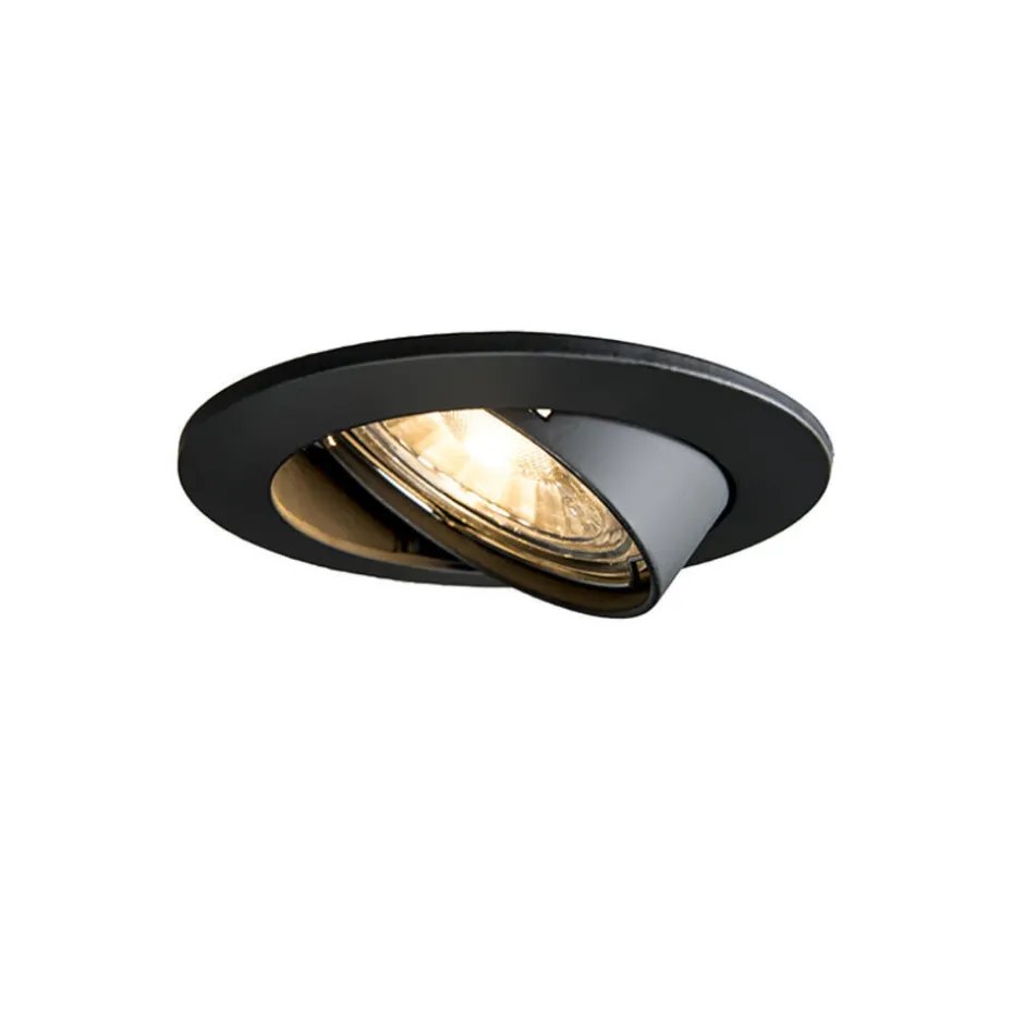 Qazqa inbouwspots edu zwart gu10