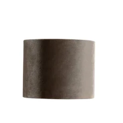 Qazqa lampenkappen cilinder velours taupe