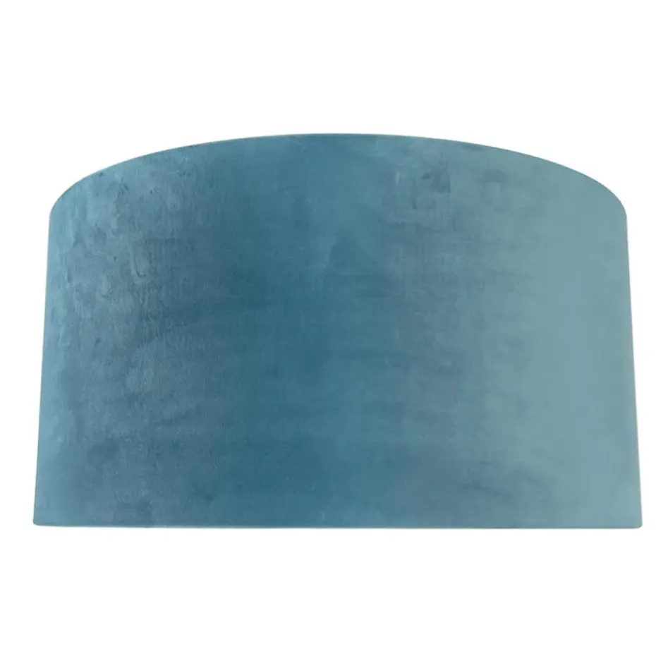 Qazqa lampenkappen cilinder velours blauw