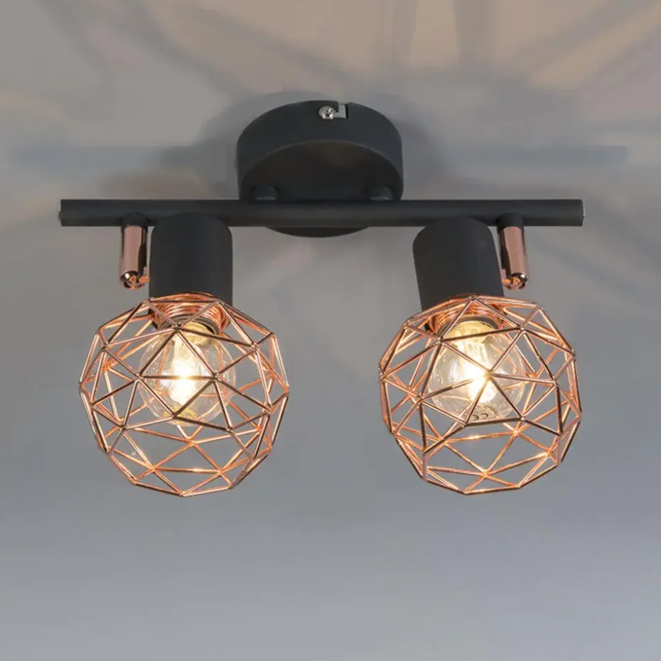 Qazqa opbouwspots mesh bruin e14