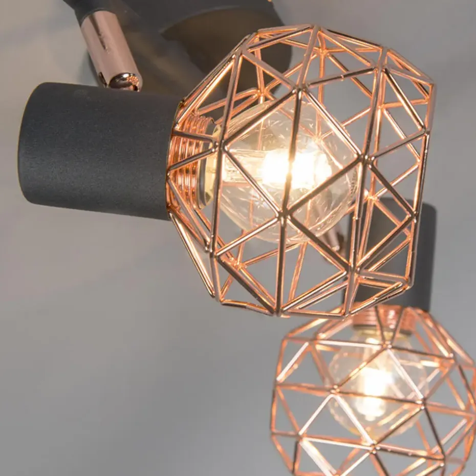 Qazqa opbouwspots mesh bruin e14