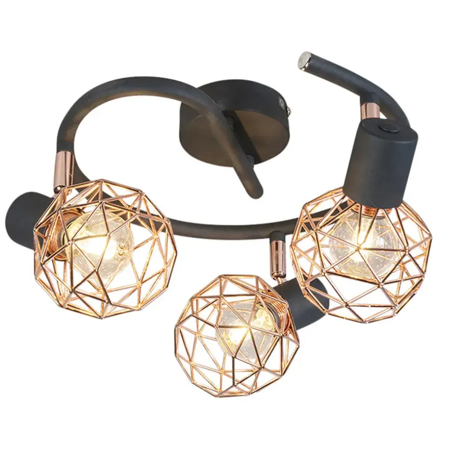 Qazqa opbouwspots mesh bruin e14