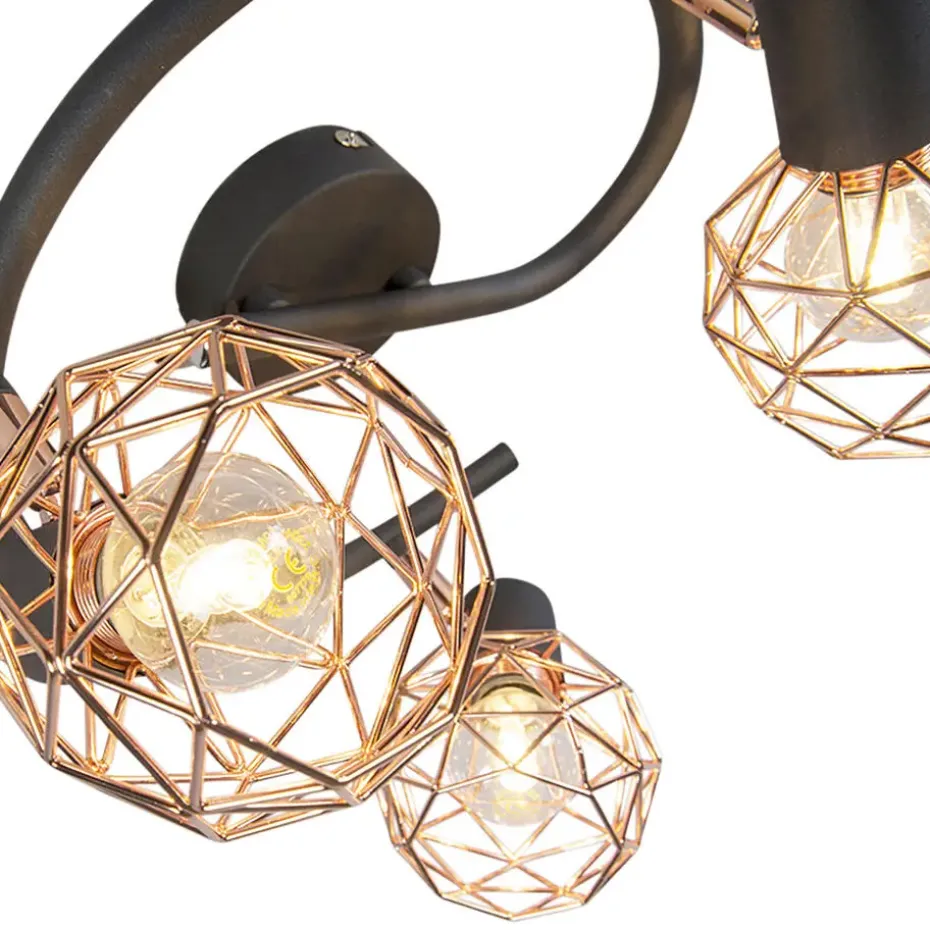 Qazqa opbouwspots mesh bruin e14