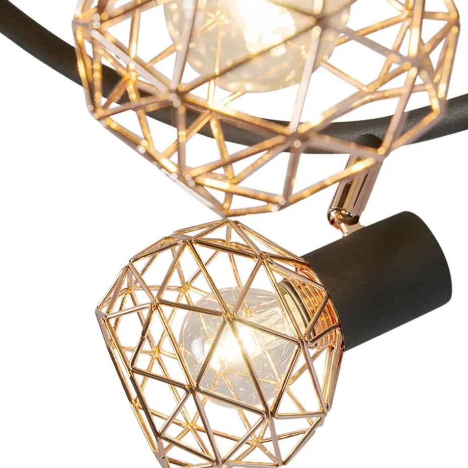 Qazqa opbouwspots mesh bruin e14