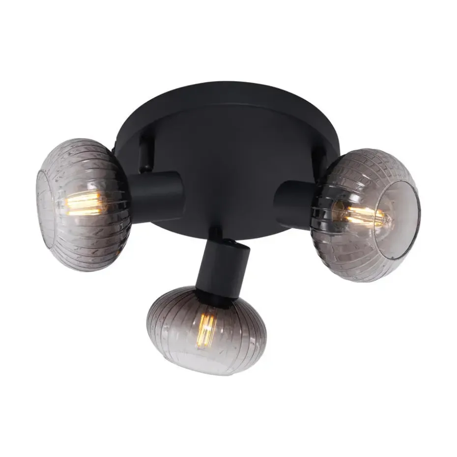 Qazqa opbouwspots teddy zwart e14
