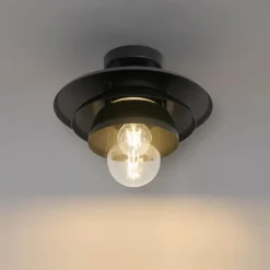 Qazqa plafondlampen buiten morty zwart e27