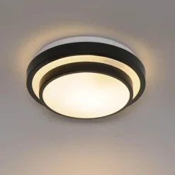 Qazqa plafondlampen buiten walden zwart e27