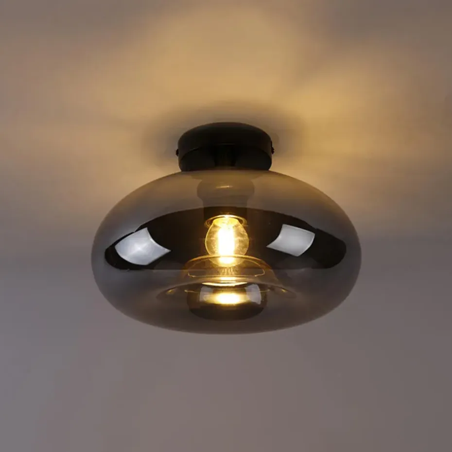 Qazqa plafondlampen busa zwart e27