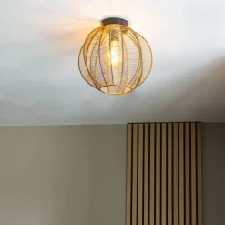 Qazqa plafondlampen dong bruin e27