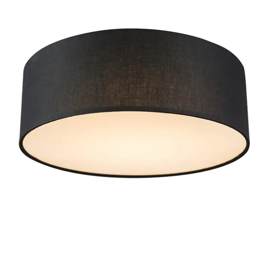 Qazqa plafondlampen drum led zwart geïntegreerde led