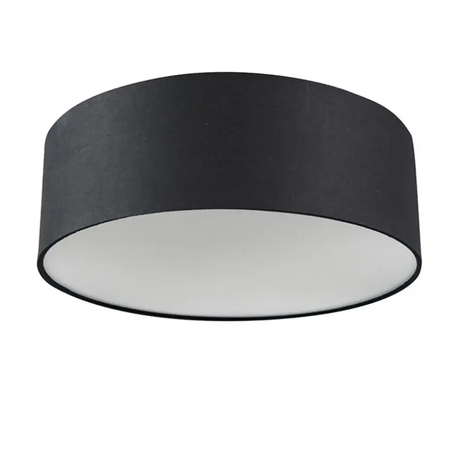 Qazqa plafondlampen drum led zwart geïntegreerde led