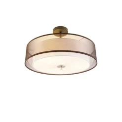 Qazqa plafondlampen drum duo bruin e27