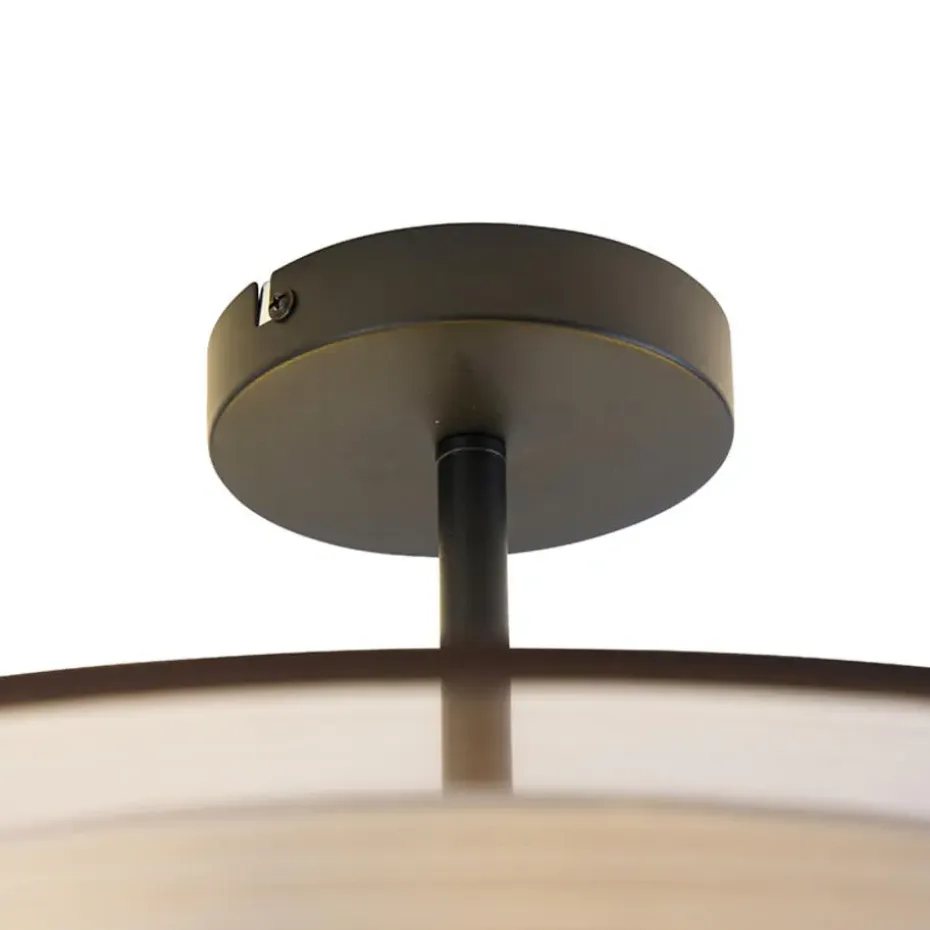 Qazqa plafondlampen drum duo bruin e27
