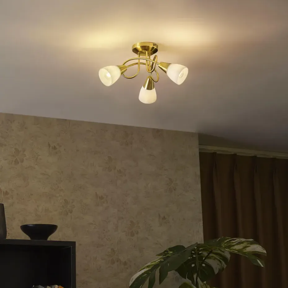 Qazqa plafondlampen inez goudkleurig e14