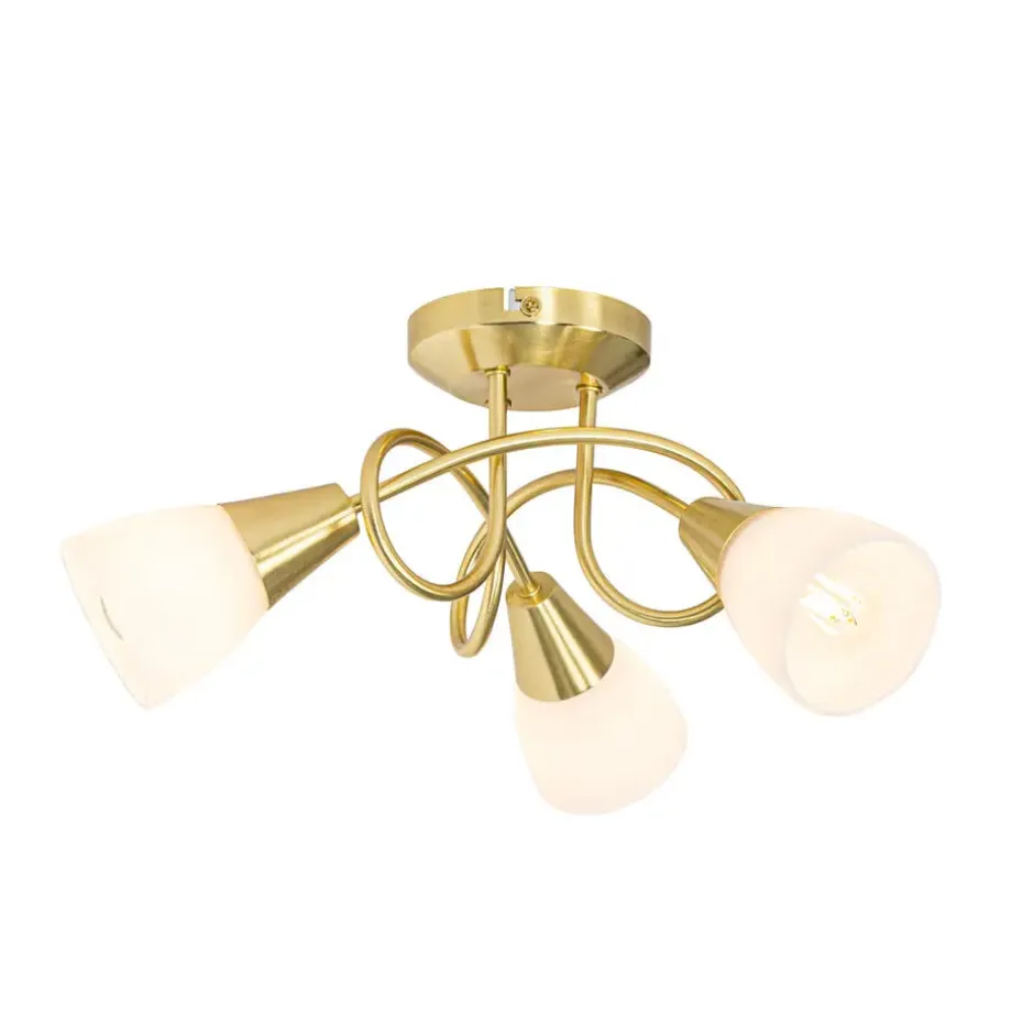 Qazqa plafondlampen inez goudkleurig e14