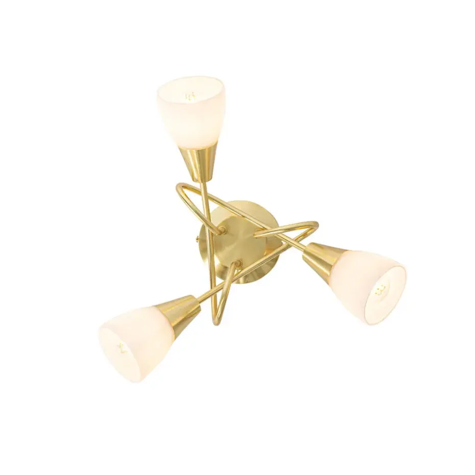 Qazqa plafondlampen inez goudkleurig e14