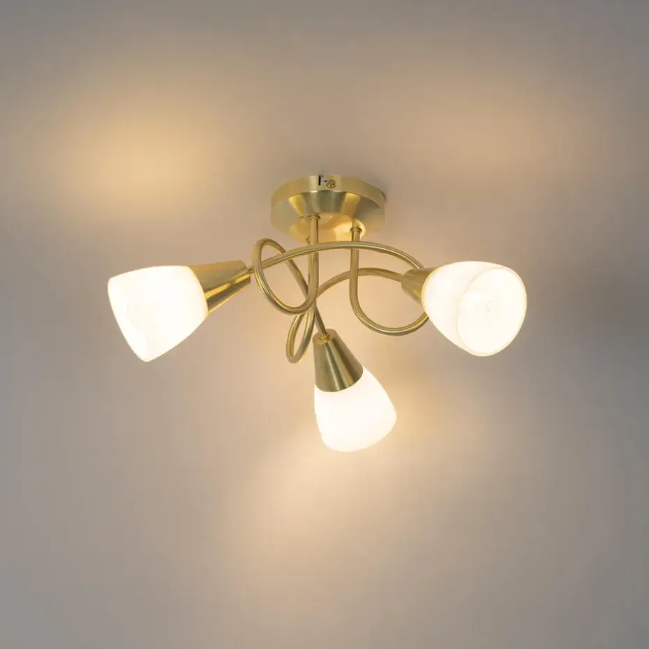 Qazqa plafondlampen inez goudkleurig e14