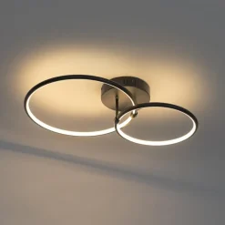 Qazqa plafondlampen joaniqa zwart geïntegreerde led