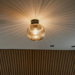 Qazqa plafondlampen karel zwart e27