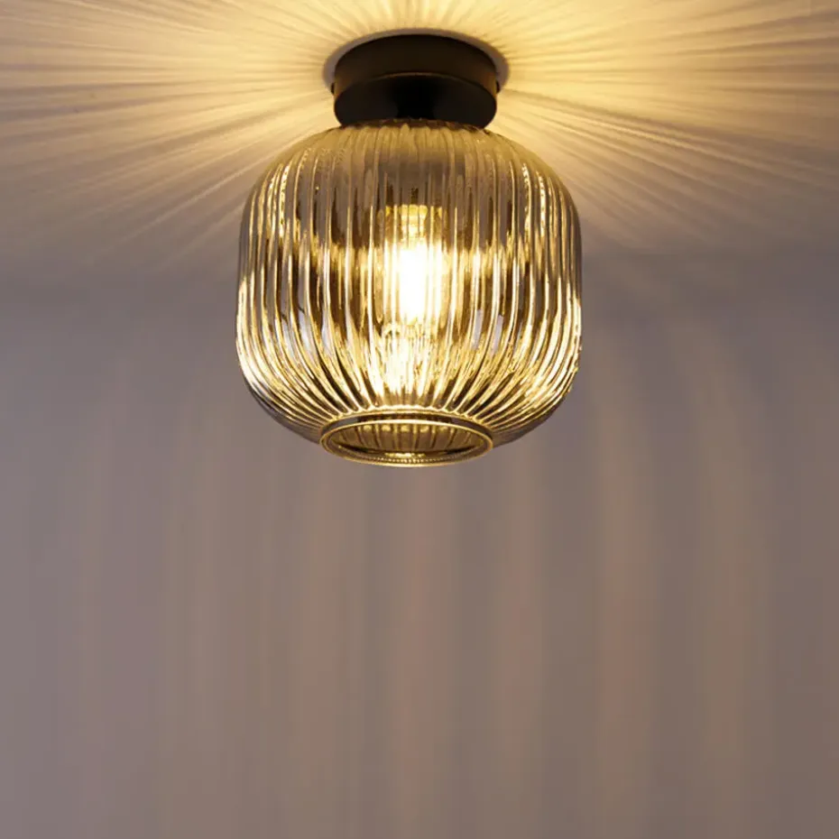 Qazqa plafondlampen karel zwart e27