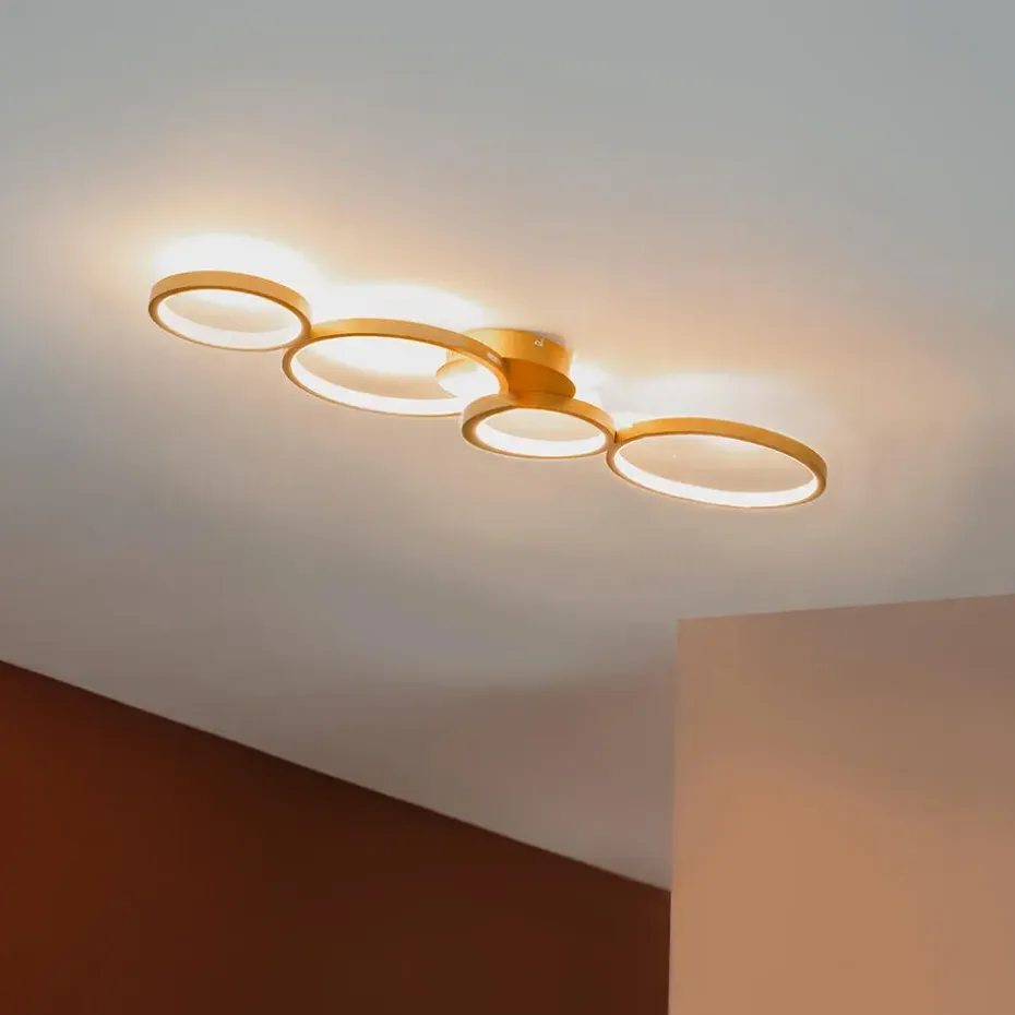Qazqa plafondlampen lupolo goudkleurig geïntegreerde led