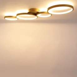 Qazqa plafondlampen lupolo goudkleurig geïntegreerde led