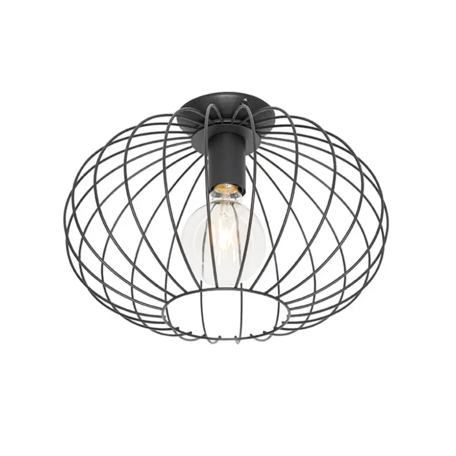 Qazqa plafondlampen margarita zwart e27
