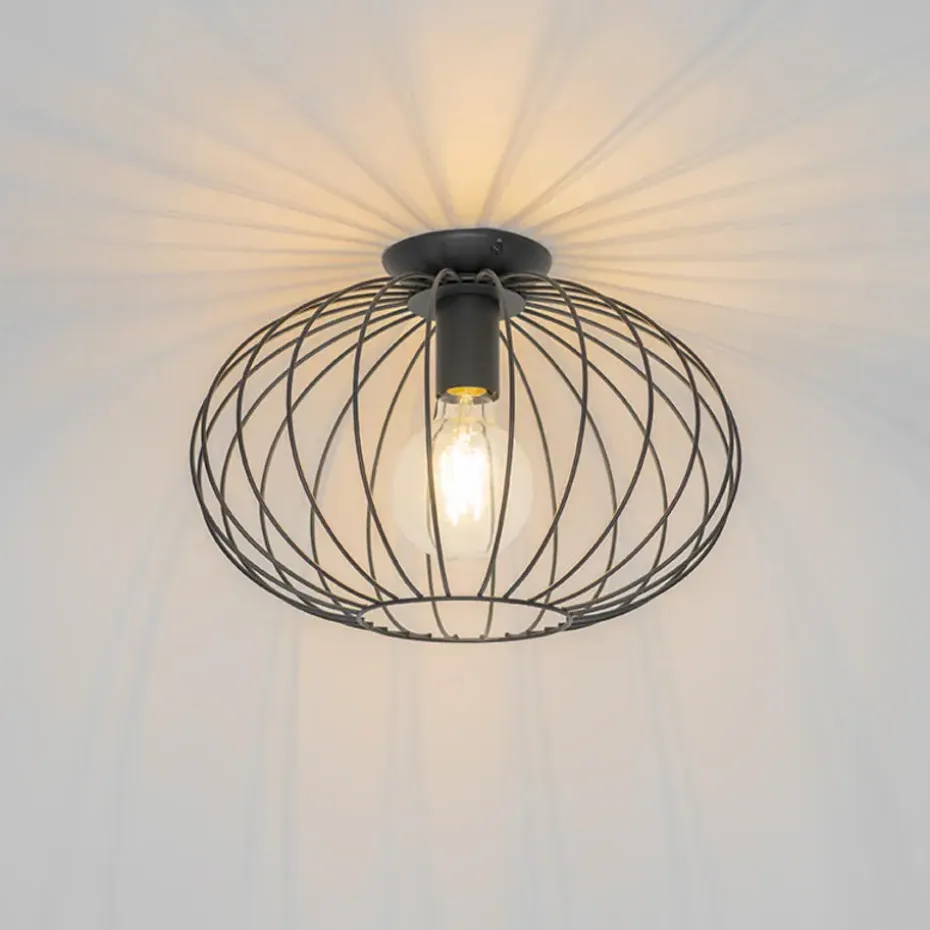 Qazqa plafondlampen margarita zwart e27