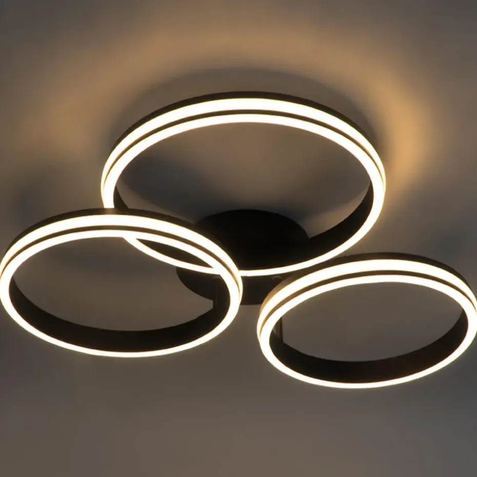 Qazqa plafondlampen navara zwart geïntegreerde led