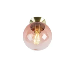 Qazqa plafondlampen pallon roze e27