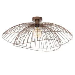 Qazqa plafondlampen pua bruin e27