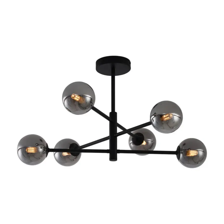 Qazqa plafondlampen ryan zwart g9