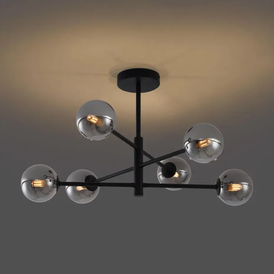 Qazqa plafondlampen ryan zwart g9